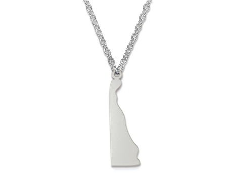 Sterling Silver Delaware Silhouette Center Station 18 inch Necklace