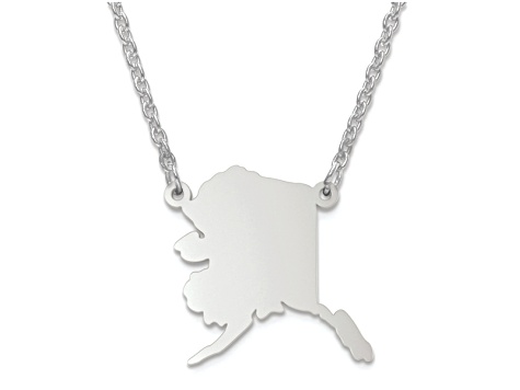 Sterling Silver Alaska Silhouette Center Station 18 inch Necklace