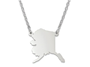 Sterling Silver Alaska Silhouette Center Station 18 inch Necklace