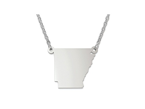 Sterling Silver Arkansas Silhouette Center Station 18 inch Necklace