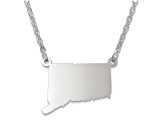 Sterling Silver Connecticut Silhouette Center Station 18 inch Necklace