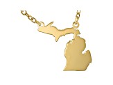 14k Yellow Gold Over Sterling Silver Michigan Silhouette Center Station 18 inch Necklace