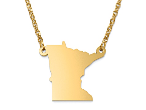 14k Yellow Gold Over Sterling Silver Minnesota Silhouette Center Station 18 inch Necklace