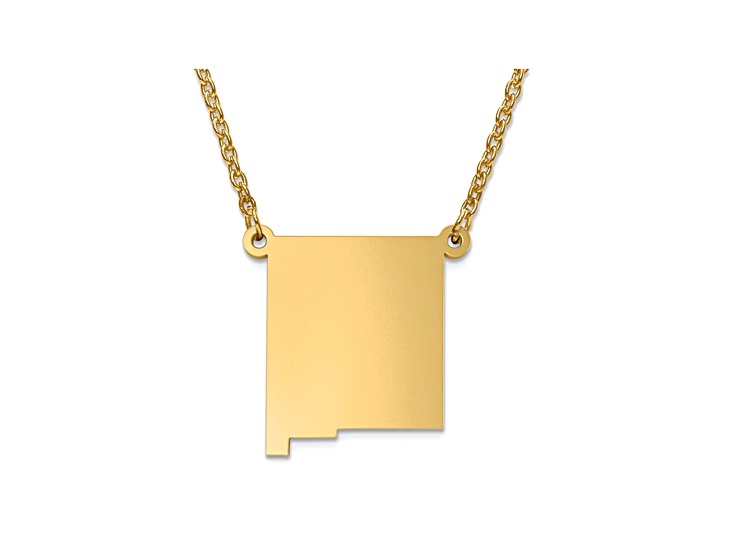 14k Yellow Gold Over Sterling Silver New Mexico Silhouette Center Station 18 inch Necklace