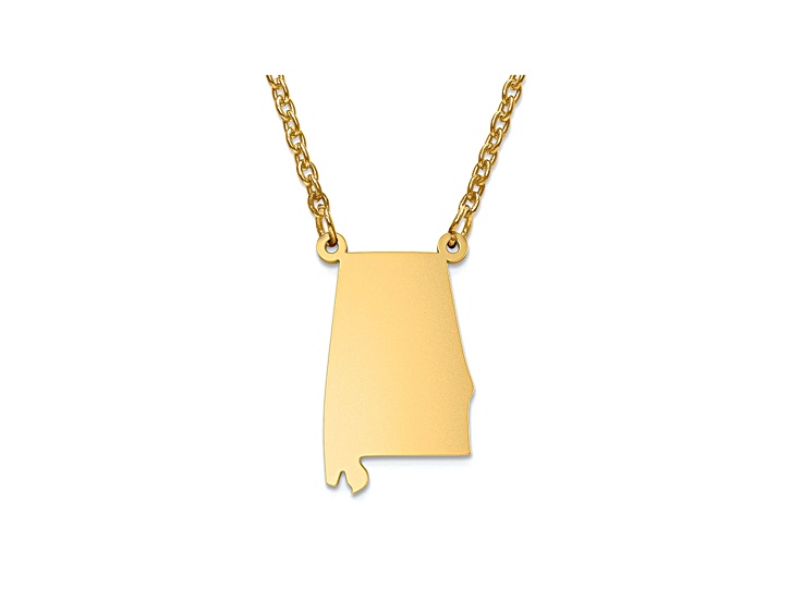 14k Gold Over Silver Alabama Silhouette Center Station 18 inch Necklace