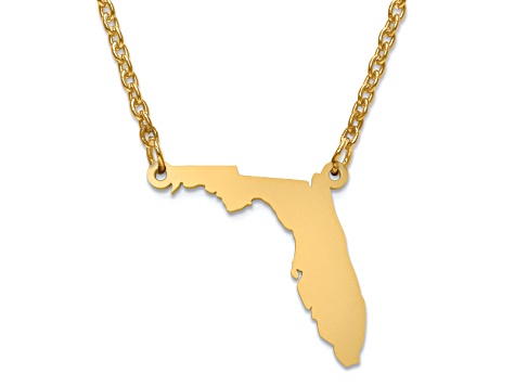 14k Gold Over Silver Florida Silhouette Center Station 18 inch Necklace