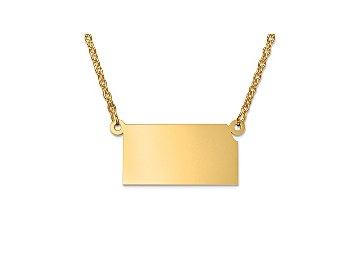 14k Yellow Gold Over Sterling Silver Kansas Silhouette Center Station 18 inch Necklace