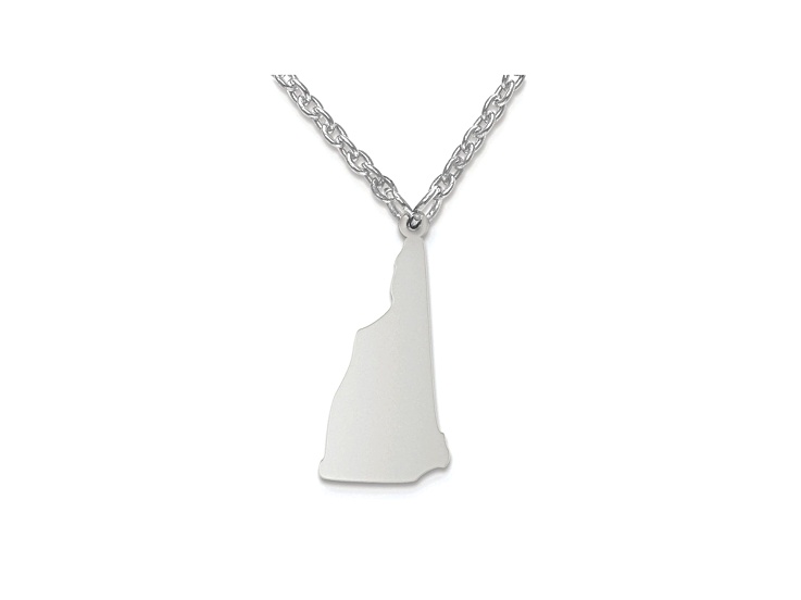 Sterling Silver New Hampshire Silhouette Center Station 18 inch Necklace