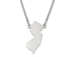 Sterling Silver New Jersey Silhouette Center Station 18 inch Necklace