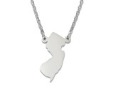 Sterling Silver New Jersey Silhouette Center Station 18 inch Necklace