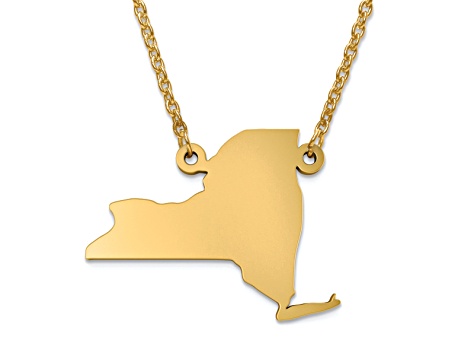 14k Yellow Gold Over Sterling Silver New York Silhouette Center Station 18 inch Necklace