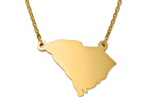 14k Yellow Gold Over Sterling Silver South Carolina Silhouette Center Station 18 inch Necklace