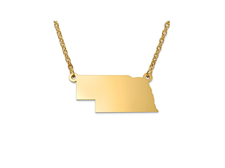 14k Yellow Gold Over Sterling Silver Nebraska Silhouette Center Station 18 inch Necklace