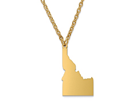 14k Yellow Gold Over Sterling Silver Idaho Silhouette Center Station 18 inch Necklace