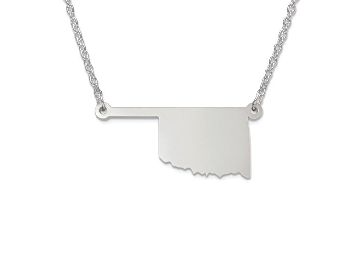 Sterling Silver Oklahoma Silhouette Center Station 18 inch Necklace