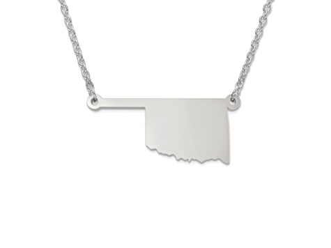 Sterling Silver Oklahoma Silhouette Center Station 18 inch Necklace