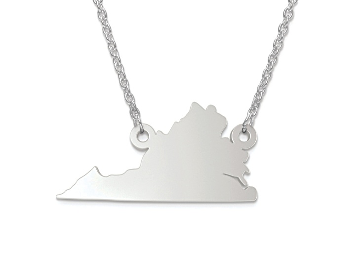 Sterling Silver Virginia Silhouette Center Station 18 inch Necklace