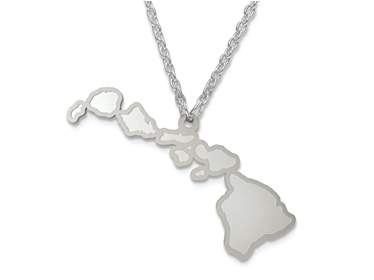 Sterling Silver Hawaii Silhouette Center Station 18 inch Necklace