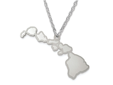 Sterling Silver Hawaii Silhouette Center Station 18 inch Necklace