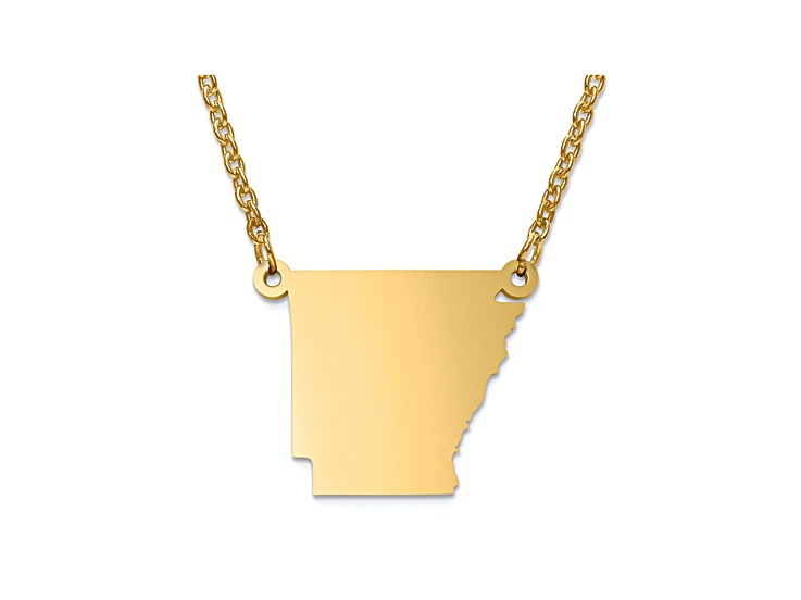 14k Yellow Gold Over Sterling Silver Arkansas Silhouette Center Station 18 inch Necklace