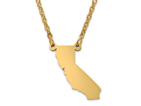 14k Yellow Gold Over Sterling Silver California Silhouette Center Station 18 inch Necklace