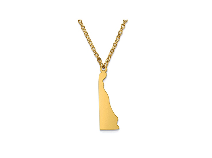 14k Yellow Gold Over Sterling Silver Delaware Silhouette Center Station 18 inch Necklace
