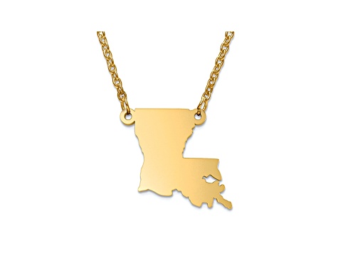 14k Yellow Gold Over Sterling Silver Louisiana Silhouette Center Station 18 inch Necklace