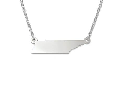 Sterling Silver Tennessee Silhouette Center Station 18 inch Necklace