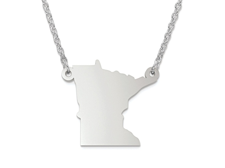 Sterling Silver Minnesota Silhouette Center Station 18 inch Necklace