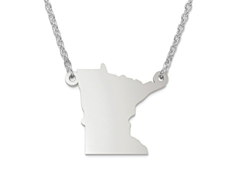 Sterling Silver Minnesota Silhouette Center Station 18 inch Necklace