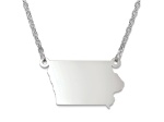 Sterling Silver Iowa Silhouette Center Station 18 inch Necklace