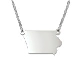 Sterling Silver Iowa Silhouette Center Station 18 inch Necklace