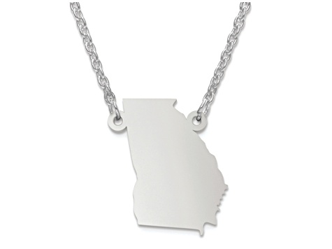 Sterling Silver Georgia Silhouette Center Station 18 inch Necklace
