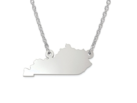 Sterling Silver Kentucky Silhouette Center Station 18 inch Necklace