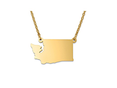 14k Yellow Gold Over Sterling Silver Washington Silhouette Center Station 18 inch Necklace