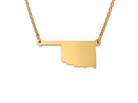 14k Yellow Gold Over Sterling Silver Oklahoma Silhouette Center Station 18 inch Necklace