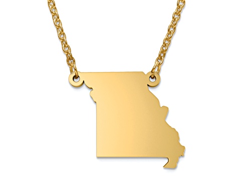 14k Yellow Gold Over Sterling Silver Missouri Silhouette Center Station 18 inch Necklace