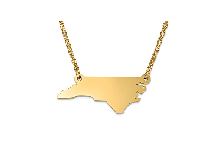 14k Yellow Gold Over Sterling Silver North Carolina Silhouette Center Station 18 inch Necklace