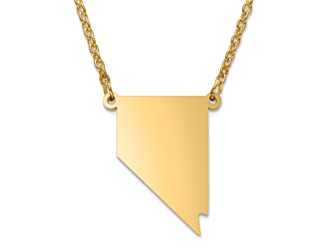 14k Yellow Gold Over Sterling Silver Nevada Silhouette Center Station 18 inch Necklace