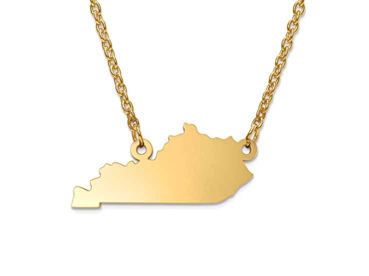 14k Gold Over Silver Kentucky Silhouette Center Station 18 inch Necklace