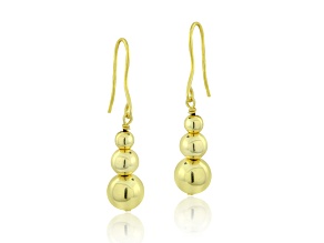 18k Yellow Gold Over Sterling Silver Bead Dangle Earrings