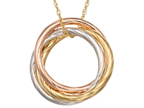 Rhodium Over & 14k Rose Gold Over & 14k Yellow Gold Over Silver Rings Pendant