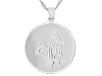 Rhodium Over Sterling Silver Round January Snow Drop Birth Flower Pendant With Chain