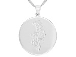 Rhodium Over Sterling Silver Round May Lily Of The Valley Birth Flower Pendant With Chain