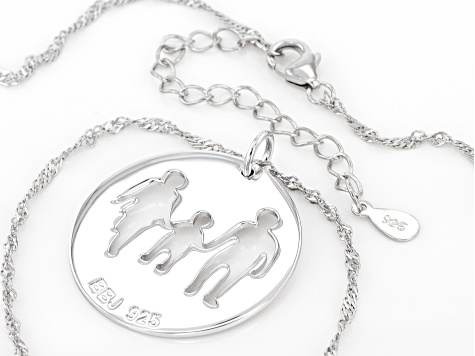 Rhodium Over Sterling Silver Family Of Three Pendant With Chain