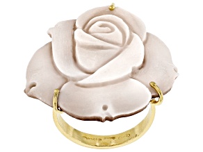 Brown Rose Cameo 18k Yellow Gold Over Sterling Silver Ring