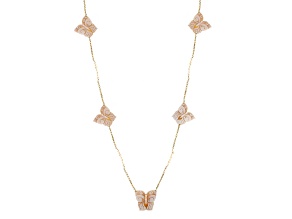 Brown Butterfly Cameo and 4.5mm Cultured Freshwater Pearl 18k Gold Over Silver 34" Necklace