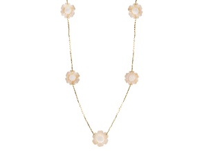 28x25mm Daisy Cameo and 4.5mm Cultured Freshwater Pearl 18k Gold Over Silver 34" Necklace
