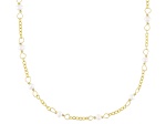 White Cultured Freshwater Pearl 18k Yellow Gold Over Sterling Silver Station 18" Necklace