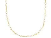 White Cultured Freshwater Pearl 18k Yellow Gold Over Sterling Silver Station 18" Necklace